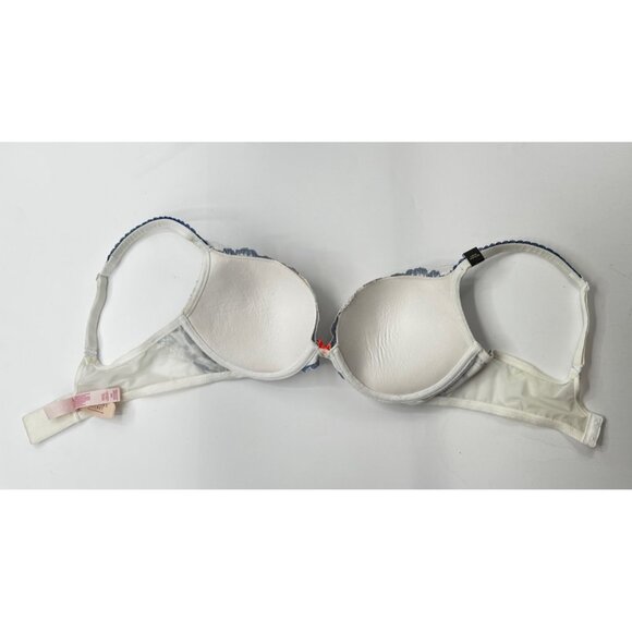 Victorias Secret Body By Victoria Lined Demi Push Up Bra White Blue Lace Sz 34D - Picture 5 of 10